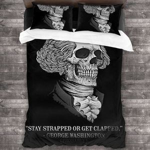 Stay Strapped Or Get Clapped Unisex 3-Piece Bedding Set 86"X70" with Pillowcase